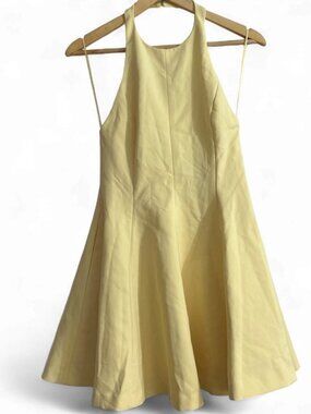 Zara Butter Yellow Halter Mini Dress Boho Summer M